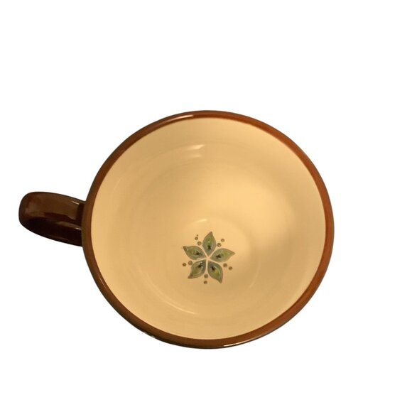 Pier 1 Imports Dolomite Peacock Hand Painted Footed Coffee Mug Tea Cup 3.5” Tall - Picture 3 of 5